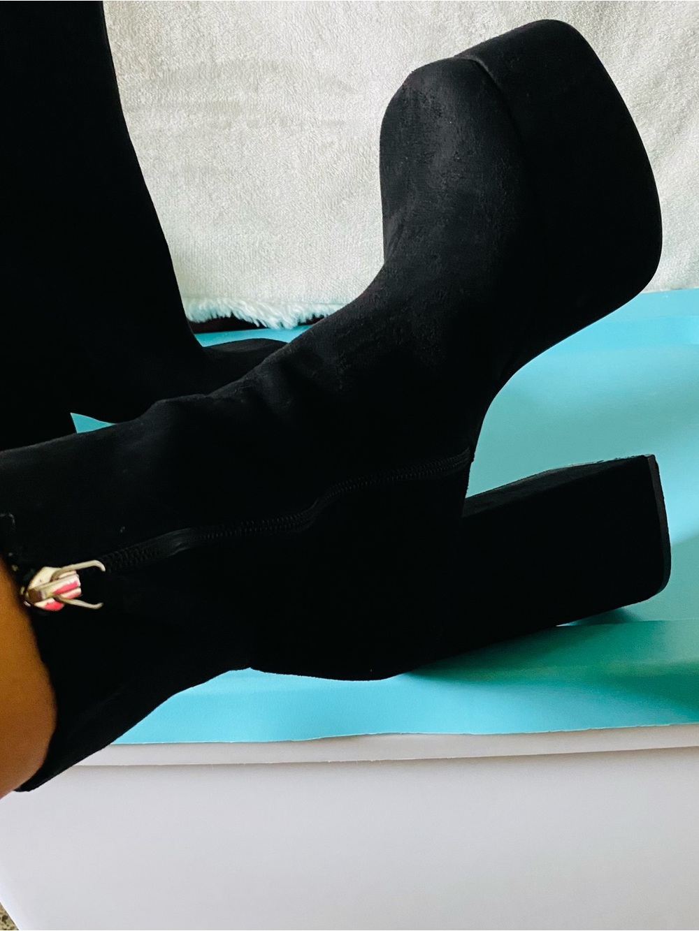 Forever 21 Black Suede Platform Ankle Boots